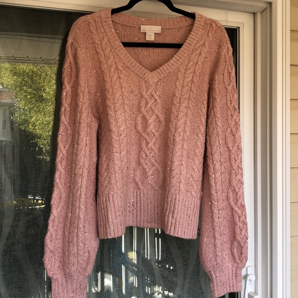 Rachel Parcell - Light pink sequin sparkly cozy sweater